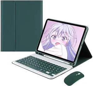 AnMengXinLing Keyboard Case for iPad Air 13 Inch (M3 2025/M2 2024)/Pro 12.9 6th/5th/4th Generation with Mouse Pencil Holder, Magnetically Detachable Keyboard Mouse, Teal