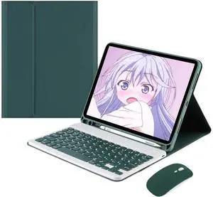 Keyboard Case for iPad Air 11 inch (M3 2025/M2 2024) with Mouse, Case for iPad Air 5th/4th Gen with Keyboard Cover with Pencil Holder, Teal