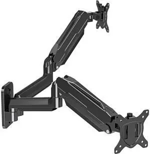 MOUNT PRO Dual Monitor Wall Mount for 13 to 32 Inch Computer Screens, Gas Spring Wall Monitor Arm for 2 Monitors, Each Holds Up to 19.8lbs, Full Motion Wall Monitor Mount with VESA 75x75/100x100