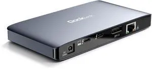 USB C HUB Dual HDMI, Dock with 2 * K@60Hz Monitor, Dockteck Laptop Docking Station with 60W Charging, 2 Thunderbolt 3, 8K, 2 USB A 10G, USB C Gen 2, UHS-II SD/TF, Audio, RJ45- Mac&Windows