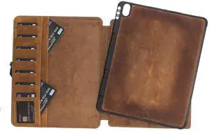 Venito Parma Magic Tablet Wallet Compatible with iPad Pro 12.9, 2018 (3rd Generation)- Handmade Leather Folio Stand Case (Vintage Brown)