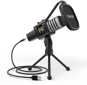 TONOR USB Microphone for PC, Cardioid Condenser Computer Mic with Tripod Stand, Pop Filter, Shock Mount for Gaming, Streaming, Podcasting, YouTube