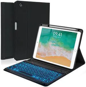 BLUTLOTUS Keyboard case for iPad 5th/6th Generation 2017/2018, 9.7 Inch iPad Air 2 Case, Removable Wireless Backlit Detachable Keyboard, Folio Smart Cover(Black)
