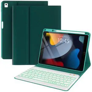 BLUTLOTUS Keyboard Case for iPad 9th/8th/7th Generation 10.2 inch 2021/2020/2019, iPad Pro 10.5-inch Case with Keyboard,iPad Air 3 2019, 7 Color Backlit Removable Wireless Keyboard Folio Case(Teal)
