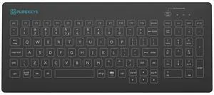 PUREKEYS Medical Keyboard Compact USB-Cabled Black for Hospital, Dentist, Cleanroom, Laboratory and Industrial. Easy to Clean Hygienic Flat and Flexible Silicone