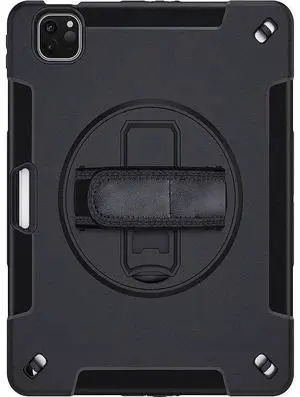 SaharaCase Protection Case for Apple iPad Air 10.9" (4th Generation 2020 and 5th Generation 2022) [Shockproof Bumper] Rugged Antislip Grip Slim Kickstand Hand Strap - Black