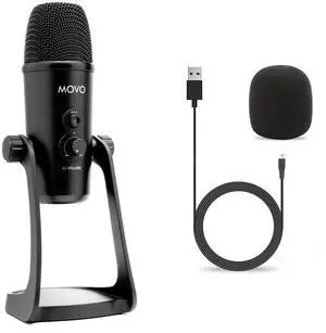 Movo UM700 Computer Condenser USB Gaming Mic with Adjustable Pickup Patterns - Microphone for PC, PS5, Podcasting, Streaming, ASMR