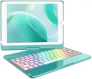 MMK Keyboard Case Compatible for iPad 9.7 Inch 2018 6th Gen, Detachable Wireless Bluetooth Keyboard Compatible with iPad 2017 (5th Gen)- Air 2/ Air Case, Magnetic Auto Sleep/Wake (Lake Blue)