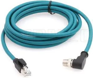 SZRMCC M12 8 Pin X-Coded Male Right Angle to RJ45 Ethernet Cable Cat7e Gigabit Shielded Waterproof Network Cable for Basler GigE Cognex in-Sight Industrial Camera Vision Sensors (Blue,2M)