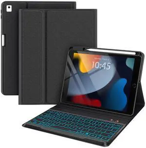 BLUTLOTUS for iPad 9th Generation Case with Keyboard 10.2 Inch - Backlit Wireless Detachable Folio Keyboard Cover with Pencil Holder for iPad 8th Gen/7th Gen/iPad Pro 10.5"/iPad Air 3rd Gen (Black)