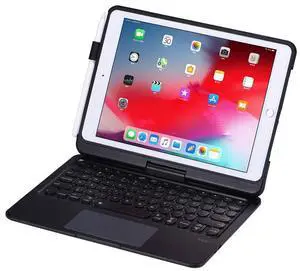 INI iPad Keyboard Case for 10.2 2021 9th 2020 8th 2019 7th, iPad Air 10.5 2019, iPad Pro 10.5 2017 - Backlit - 360 Rotatable - Wireless - iPad 9th Generation Clickable Touchpad - iPad Air 3 - Black