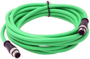 HangTon Ethernet Sensor Vision Camera M12 4 Pin D Code to M12 4 Pin D Coded Cable for Baumer Encoder Industrial Automation PLC Network 5m
