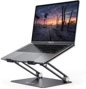Lamicall Adjustable Laptop Stand, Portable Laptop Riser, Aluminum Laptop Stand for Desk Foldable, Ergonomic Computer Notebook Stand Holder for MacBook Air Pro, Dell XPS, HP (10-17.3'') - Black