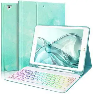 FUWANG Keyboard Case for iPad 9th 8th 7th Generation 10.2 inch, Detachable 7 Colors Backlit for iPad 9th Generation Case with Keyboard, Keyboard Case for iPad Pro 10.5"/Air 3rd Gen, with Pencil Holder