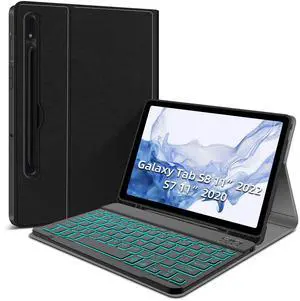 JUQITECH Backlit Keyboard Case for Samsung-Galaxy-Tab S8 S7 11 Case with 7 Color Backlit Wireless Detachable Keyboard for Galaxy Tab S8 SM-X700/X706 2022 S7 SM-T870/T875/T876 2020 11" Tablet Cover