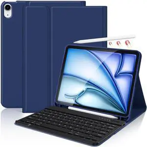 KBCASE for iPad Air 11 inch (M3/M2) 2025/2024 Case with Keyboard, for iPad Air 5th/4th Gen/for iPad Pro 11 2018, Detachable Wireless Keyboard Tablet Case with Pencil Holder(Dark Blue)