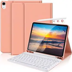 KBCASE for iPad Air 11 inch (M3/M2) 2025/2024 Case with Keyboard, Keyboard Case for iPad Air 5th/4th Gen/for iPad Pro 11 2018, Detachable Wireless Keyboard Tablet Case with Pencil Holder(Champagne)