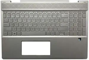 Replacement for HP Envy x360 15 DR 15T-DR000 15T-DR000 15T-DR100 Laptop Upper Case Palmrest Backlit Keyboard Assembly Part L53814-001 Top Cover Sliver