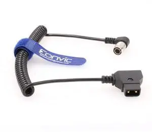 Hirose 4Pin Male to D-Tap for Zoom F8 Sound Devices 633/644/688 (Right Angle 4pin Coiled Cable)
