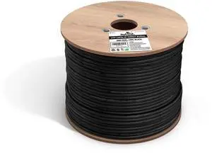fast Cat. Cat5e Outdoor 500ft, Waterproof Direct Burial Rated CMX, 24AWG Solid Bare Copper, 350MHz, PoE++ (4PPoE), UL Listed, Unshielded UTP, Direct Burial Cat5e Bulk Ethernet Cable - Black