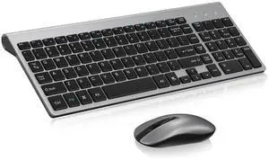 cimetech EasyTyping KF10 Wireless Keyboard and Mouse Combo, [Silent Scissor Switch Keys][Labor-Saving Keys]Ultra Slim Wireless Computer Keyboard and Mouse, Easy Setup for PC/Laptop/Mac/Windows - Grey