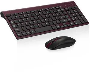 cimetech EasyTyping KF10 Wireless Keyboard and Mouse Combo, [Silent Scissor Switch Keys][Labor-Saving Keys] Ultra Slim Wireless Computer Keyboard and Mouse, Easy Setup for PC/Laptop/Windows - Wine Red