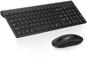 cimetech EasyTyping KF10 Wireless Keyboard and Mouse Combo, [Silent Scissor Switch Keys][Labor-Saving Keys]Ultra Slim Wireless Computer Keyboard and Mouse, Easy Setup for PC/Laptop/Mac/Windows - Black