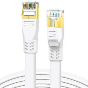 DDMALL CAT8 Ethernet Cable 100ft, High Speed 40Gbps 2000MHz Shielded, Flat Gigabit Network LAN Patch Cord with RJ45 Connector for Gaming, PS5, PS4, PS3, X Box, Router, Modem (100ft White)