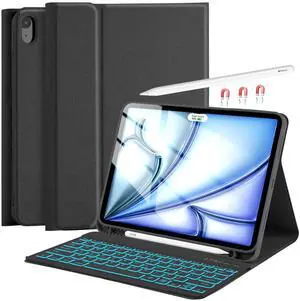 COO Keyboard Case for iPad Air 5th Generation (2022)/ iPad Air 4th Generation (2020)/ iPad Pro 11 (2018), 7 Color Backlit Detachable Wireless Keyboard, Built-in Pencil Holder