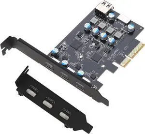 PCI-E to USB 3.2 Expansion Card ,3.2 gen2 10Gpbs (3X USB C, 1x USB A, 1x USB Type E A Key) , USB C PCI Express Card, A-Key 20 Pin Header for Type C Front Panel Mount Adapter