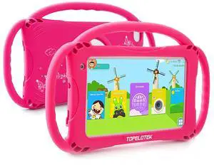 TOPELOTEK Kids Tablet 7inch Tablet for Kids 3-7 with with Case Included, 32GB Storage, Parent Control, Education App, WiFi Camera, Netflix YouTube