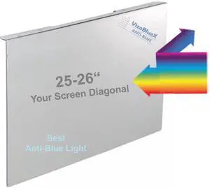 VizoBlueX 25-26 inch Anti-Blue Light Filter for Computer Monitor. Blue Light Monitor Screen Protector Panel (23.6 x 14.4 inch). Blocks Blue Light 380 to 495 nm. Fits LCD, TV and PC, Mac Monitors