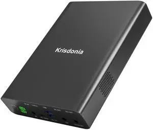 Krisdonia 100W USB-C PD Power Bank, 64000mAh Portable Charger Battery Pack [PD 3.0 USB-C 100W + DC 12/16/20/24V + Quick Charge QC 3.0 Dual Ports] for Laptop, Tablet, Smartphone, Projector and More