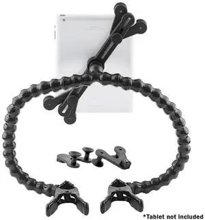 MOGO ModularHose Tablet Holder with Heavy Duty Spring Clamp (Opens to 2"), Compatible with Tablets and Cases up to 14.25" (iPad, iPad Air, iPad Pro 11, Samsung Tab, Microsoft Surface), Dual 18" Arms