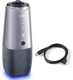 COOLPO Camera 360, 4K Video Conference Room Camera System, Webcam, AI Driven Speaker Tracking, Noise Cancellation, Works with Zoom, Google Meet, Teams and More, 15 ft Mic Pickup, PANA 5ft USB Cable