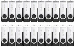 Flash Drive 2GB USB 2.0,20 Pack Swivel Memory Stick GEEUMI Bulk Thumb Drive,Pen Drives Jump Drive for Data Storage, File Backup(20 Pack,Black)