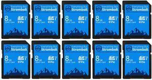 Everything But Stromboli 8GB SD Card (10 Pack) Speed Class 10 UHS-1 U1 C10 8G SDHC Memory Cards for Compatible Digital Camera, Computer, Trail Cams