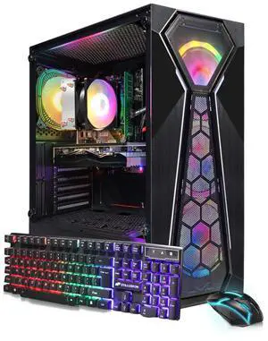 STGAubron Gaming PC Computer Desktop, AMD Ryzen 5 5500 up to 4.2G, GeForce RTX 2060 Super 8G, 16G DDR4, 1T SSD, WiFi 6, BT 5.2, RGB Fan x4, Windows 11 Home