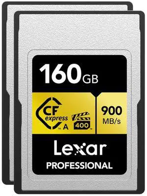 Lexar Gold Series Professional 160GB CFexpress Type-A Memory Card, 2-Pack