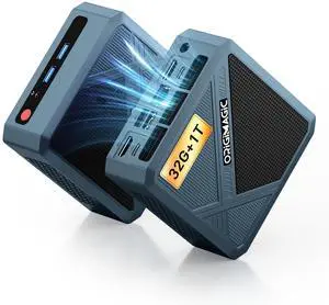 origimagic N1 Mini PC, Light Mini Gaming PC, Ryzen 7 5825U Mini Computers 32GB DDR4 1TB SSD, 4K Quad Display, 2.5G LAN Desktop Computers, 11 Pro/WiFi 6E/BT 5.2/USB-C, Home/Office/School