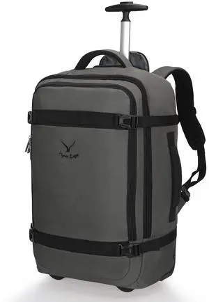 Hynes Eagle Rolling Backpack 42L Backpack with Wheels Airline Approved Carry on Luggage Laptop Travel Suitcase Bag for Women Men Dark Grey