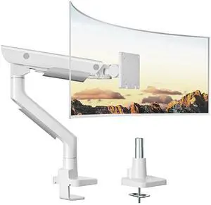 monTEK Sleek Aluminum Monitor Arm for 1757 Ultrawide Screens up to 59 lbs, Heavy Duty Single Monitor Arm Desk Mount, Pneumatic Lift, Quick-Release Plate, Clamp/Grommet, Max VESA 100x100
