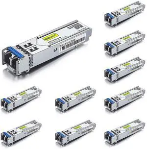 10Gtek 1.25G SFP 1000Base-LX Transceiver, 1310nm SMF Fiber Optic Module, up to 10 km, for Cisco GLC-LH-SMD/GLC-LH-SM/SFP-GE-L, Meraki MA-SFP-1GB-LX10, Ubiquiti UniFi UF-SM-1G, Fortinet, Pack of 10