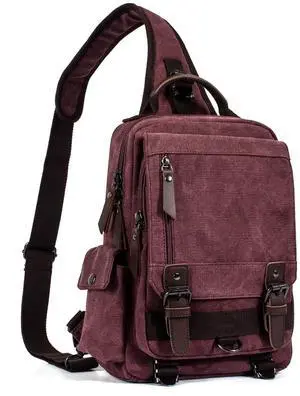 Leaper Retro Crossbody Bag Sling Bag Canvas Messenger Bag for Men Women Shoulder Bag Crossbody Handbags Satchel Red, M