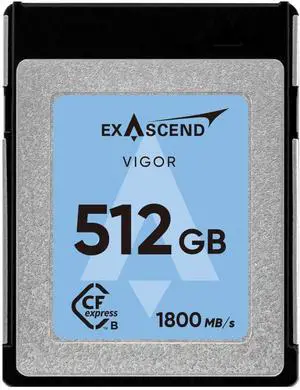 Exascend 1 TB / 512 GB / 256 GB Vigor CFexpress Type B Card, Read up to 1,800 MB/s, Compatible with Canon R5, Nikon Z8, Z9 and Other Cameras (1, TB)