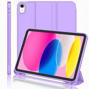 iMieet iPad (A16) Case 11th Gen/iPad 10th Generation Case [11-Inch 2025/10.9 Inch 2022] with Pencil Holder, Trifold Stand Smart Cover with Soft TPU Back,Auto Wake/Sleep(Violet)