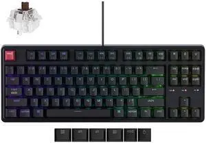 Keychron C3 Pro TKL 80% Wired Mechanical Keyboard, 8K Polling Rate, QMK/VIA Programmable, Hot-Swappable, RGB Backlit Shine-Through Keycaps, Super Brown Switch, for Windows/Mac