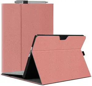 Megoo Surface Pro 11 Case for Microsoft Surface Pro 11/10/9 13", Multiple Angle Adjustment Folio Case Protective Cover with Stylus Pen Holder Compatible with Type Cover Keyboard (Pink)