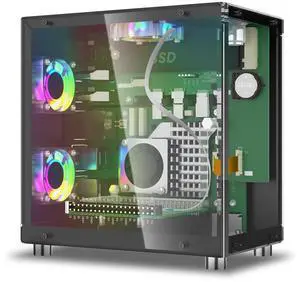 Elecrow Mini PC Case for Raspberry Pi 5 - Aluminum Case with 3 Cooling Fans, 1.3" OLED Display, PCIe M.2 NVMe SSD 2230/2242/2260/2280 Support, RTC, Full Port Access, Compact All-in-One Enclosure