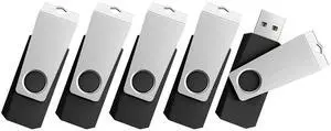 TOPESEL USB Flash Drive 5 Pack 64GB USB Storage Flash Drives, Memory Stick Jump Drive USB Drive Thumb Drives for PC laptops, Tablets, TVs, car Audio (64G, 5PCS, Black)